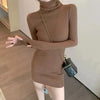Autumn Winter Sweater Dresses Female Long Sleeve Skinny Elastic Casual Turtleneck Kintted Dress Women Sexy Mini Dresses