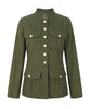 Women's Military Style Jackets Army Green Stand Collar Gold Button Slim Fit Multi-Pocket Casual Office Blazer Outerwears