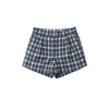 Women Casual Plaid Shorts Set Lapel Long-sleeved Zipper Jacket Short Pants Suit Lady Spring Daily Loose Outfits