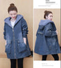Winter Women Lamb Wool Thick Denim Jacket 3XL Loose Hooded Windbreaker Coat Casual Zipper Jeans Outerwear Warm Parkas
