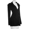 Chic Waist Cinching Women Mini Dress Full Sleeve Deep V-neck Double Breasted Short Dresses Lady Daily Party Street Gown