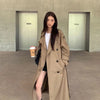 Vintage Elegant Women Long Trench Casual England Long Sleeve Belt Coat Jacket Fall Winter Lady Sweet Retro Harajuku Pockets Tops