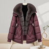Parkas Women Down Cotton Jacket Winter Coat Large Fur Collar Warm Mid Long Cotton Padded Jacket Female Outerwear Overcoat