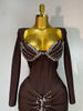 Women Sexy Sparkly Beading Bandage Dress Long Sleeve Bodycon Celebrity Party Elegant Evening Club Pary Dresses