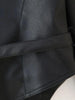 Suninherat Autumn Faux Leather Jacket Black PU Jacket Coat with Belt Lapel Women's Outwear