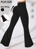 Plus Size Women's Soft High Waisted Flare Pants, Leggings Tummy Control Soft Bootleg Bell Bottoms Running
