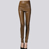 Autumn Women Velvet PU Leather Pants Elastic Stretch Faux Skinny Leather Pencil Pants Y2K Female Sexy Lady Trousers