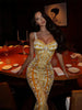 Pattern Printed Zipper Camisole V Neck Bodycon Sexy Club Woemn Party Dresses Female Skinny Elegant Outfits Robes