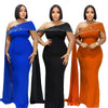 Street Women Diamonds Rhinestones Skew Collar Bodycon Maxi Long Dress Fall Vacation Evening Party Dresses Vestidos