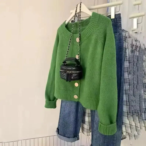 Spring Autumn Vintage Versatile Lazy Women Cardigan Sweater Coat Loose Korean Female Knitted Sweater Jacket Ladies Tops