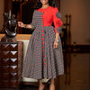 Elegant Dresses for Women Fall African 3/4 Sleeve Party Birthday Robe Chic 3D Flower Plaid Evening A-Line Dress
