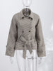 Plaid Windbreaker Grid Jacket Lapel Collar Double Breasted Trench Woman Coat Waist Tie Belt Long Sleeve Short Top Casual Clothes