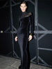 Full Sleeve Turtleneck Mesh Patchwork Long Dress Woman Elegant Velvet Slim High Waist Evening Prom Party Elegant Bodycon