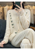 Autumn Winter Round Neck Embroidery Comfortable Ladies Sweater Coat Elegant Women Knitted Cardigan Sweater Jacket