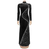 Spring Autumn Women Long Sleeve Velvet Solid Color Diamond Party Evening Long Maxi Dress Dashiki Africa Clothing