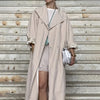 Convertible Collar Oversized Maxi Trench Coat Women Snap Buttons Dolman Sleeve Patch Pockets Outerwear Ladies Trench Jacket