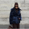 Shiny Belted Waist Jacket For Women Casual Detachable Hood Zipper Pockets Coat Lady Winter Chic Street Outerwear