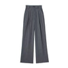 Women Solid Pleated Front Zipper Wide Leg Pants Vintage High Waist Full Length Female Chic Lady Trousers