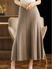 Women Autumn Winter Wool Skirt Long Pleated Skirt 100% Merino Wool Knitwear Grace Soft Dress Korean Style Skirt