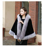 Black Fur Coat Women's Winter Shawl Cape Style Short Imitation Fox Fur Thick Hooded Windbreaker Female Warm Faux Fur Cloak