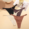 4PCS/Set Silk Seamless Thongs for Women Sexy Low Rise Panties Female Ultra Thin Breathable Underwear G-String T-Back Underpants