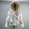 Russian Women Real Rabbit Fur Coats Winter Warm 100% Natural Rabbit Fur Jacket Lady Warm With Raccoon Fur Hooded Outerwear