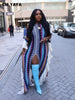 Women Knit Ribbed Clock Ruffes Side Sleeve Front Split Striped Straight Maxi Dress Vintage Vestidos Dresses