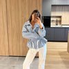 Elastic Drawstring Waist Jackets Women Casual Stand Collar Long Sleeves Cropped Trench Outerwear Lady Autumn Daily Windbreaker