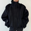 Stand Collar Woolen Bomber Jacket Women Chic Spring Autumn Long Sleeve Pocket Trench Coats Street Zipper Outerwear