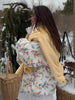 Women's Puffer Jacket Oversized Stand Up Collar Zipper Closure Floral Print Warm Cotton Filled Coat Autumn Winter