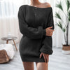 Sexy Wrap Hip Sweater Dresses Women Loose Korean Casual Knitted Dress Autumn Winter Lantern Sleeve Comfortable Female Short Gown