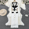 Women Elegant Butterfly Long Sleeve Bodycon V Neck Split Dress Vintage French Slim Knit Tight Vestido Autumn Winter Sweater Robe
