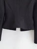 Women Vintage Napoleon Jacket Stand Collar Double Breasted Slim Black Cropped Outerwear Autumn Formal Commuting Office Wear