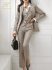 Korean Autumn Winter 3 Pieces Set Women Contrast Blazer + Vest And Simple Pants Casual Simple Office Lady Pants Suit