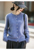 Winter Women's Clothing Tops Brushed Wool Cardigans O Neck Yellow Warm Causal Sweater Soft Solid Knitted Coats B1713005