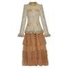 Seasixiang  Designer Autumn Suit Women Tassel Plaid Tweed Stand Collar Jacket + Elastic Waist Mesh Skirt Two Piece Set
