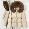 Real Fox Fur Down Coat Female Autumn Winter Warm Hooded Real Fur Duck Down Jacket Long Sleeves Outerwear Women Puffer Jacket