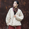 Winter Chinese Style Parkas For Women Bandage Plus Cotton Coats Long Sleeve Loose Pockets Vintage Cotton Parkas