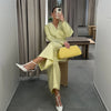 White Stand Collar Long Pant Suits Women Chic Solid Full Sleeves Single Breasted Loose Pants Set Lady Daily Street Outfit