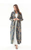 Pleated Turndown Collar Long Sleeve Cardigan Dress Women Spring Abaya Original Designer Vintage Printed Coat