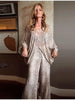 Spring Women Chic Boho Snake Print Pants Set Casual Batwing Sleeve Button Blouse & Wide-leg Pants Lady Vacation Outfits