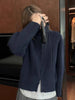 Grey double zipper turtleneck knitted cashmere cardigan women's autumn and winter thickened 100% pure wool with sweater coat