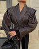 Women Leather Bomber Jackets Coats With Belt Notched Shoulder Pads Motorcycle Street Chic Short Outwear Solid Lace Up