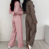 Suit Coat 2 Piece Set Women Blazer Jacket Straight Pants Ensemble Single Breasted Turn Down Collar Trousers Office Lady Outfits