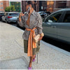 Vertical Stripe Two Piece Outfit Stand Collar Zip Up Jacket Elastic Waist Wide Leg Pants Loose Women Casual High Street Set