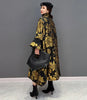Gold Flowers Jacquard Korean Style Woman Winter Loose Fit Chic Dress Big Size Turtleneck Girls Unique Casual Robe JJXD679