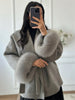 Fox Fur Wool Overcoat Women's Short Coat Office Lady Elegant Double-sided Woolen Coat Cardigan Jackets Loose Wool
