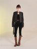 Women's American Retro Denim Military Inspired Cropped Denim Jacket Long Sleeve Stand Collar Jeans Coat Casual Motorcycle Coat