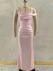 Elegant Satin Corset Long Dresses Women's One Shoulder Maxi Dress Evening Party Wedding Guest Blue Pink Prom Graduation Brown