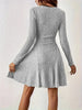 Women's V-Neck Knit Dress - Long Sleeve Swing Mini Dress, Elegant Bodycon Short Dress